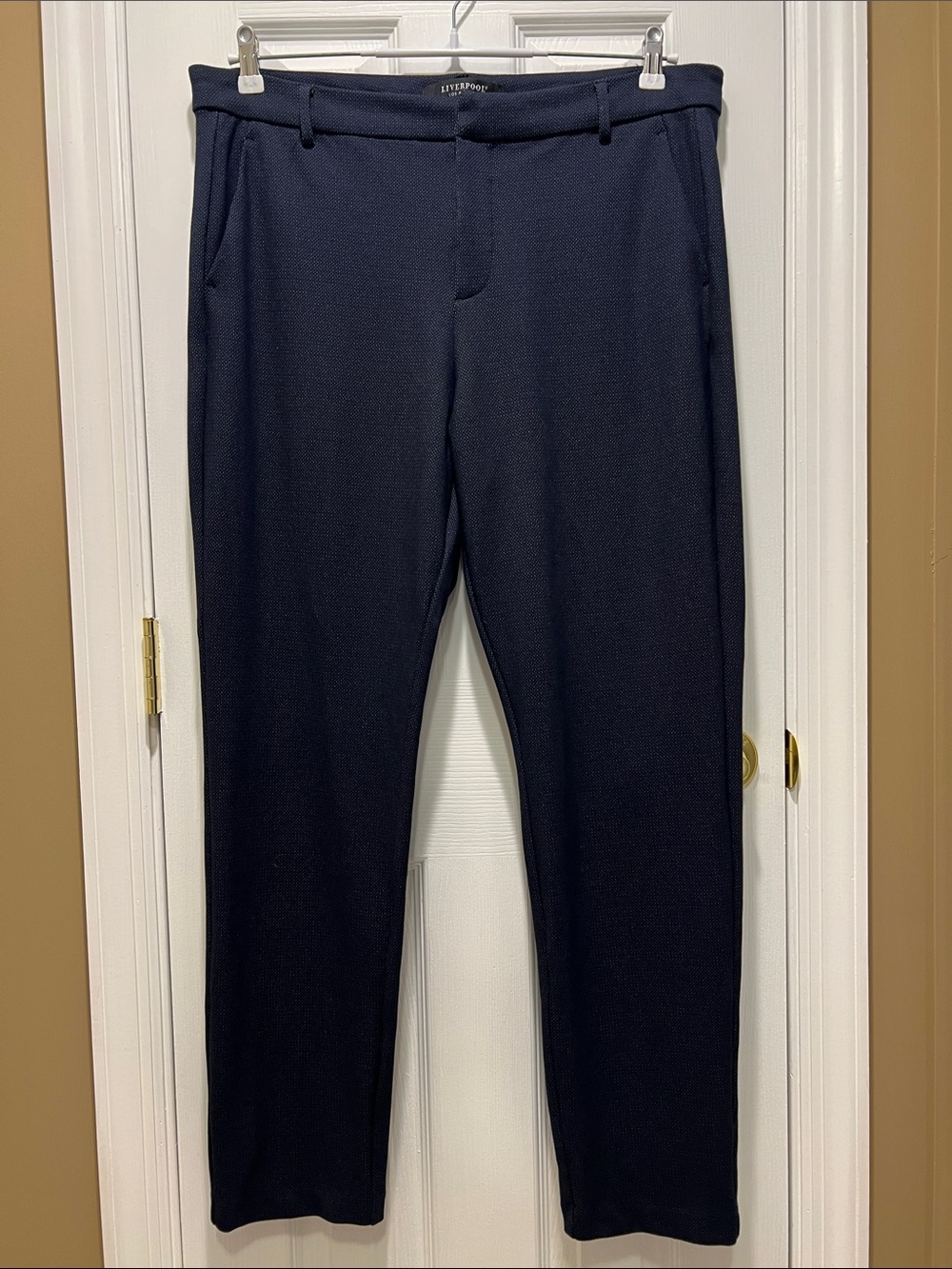 Liverpool Los Angeles Kelsey Ponte Knit Trouser Pants - Navy and Gray Size 16/33